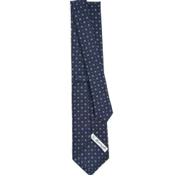 CRAVATTA SARTORIALE CLASSICA IN SETA BLU SCURO Microfantasia fiore