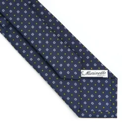 CRAVATTA SARTORIALE CLASSICA IN SETA BLU SCURO Microfantasia fiore