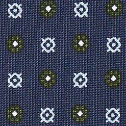 CRAVATTA SARTORIALE CLASSICA IN SETA BLU SCURO Microfantasia fiore