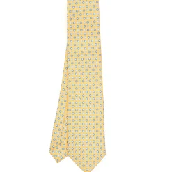 CRAVATTA SARTORIALE CLASSICA IN SETA GIALLA Microfantasia fiore