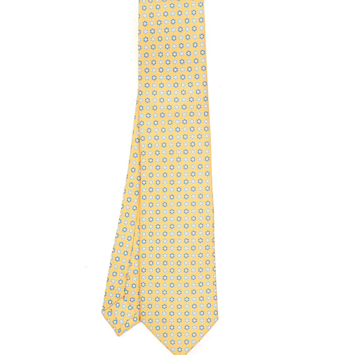 CRAVATTA SARTORIALE CLASSICA IN SETA GIALLA Microfantasia fiore