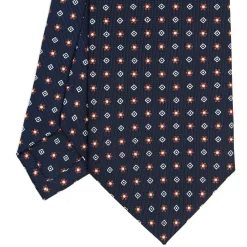 CRAVATTA SARTORIALE CLASSICA IN SETA BLU SCURO Microfantasia fiore