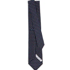 CRAVATTA SARTORIALE CLASSICA IN SETA BLU SCURO Microfantasia fiore