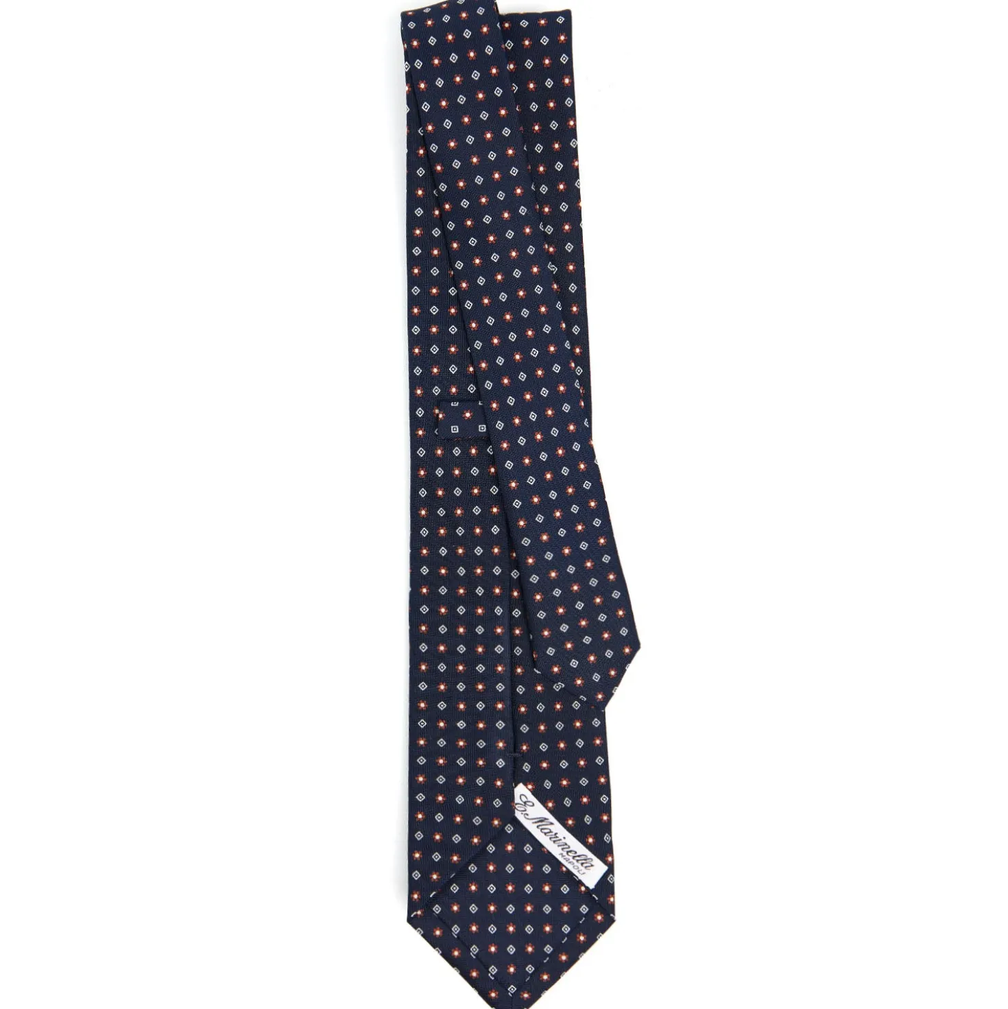 CRAVATTA SARTORIALE CLASSICA IN SETA BLU SCURO Microfantasia fiore