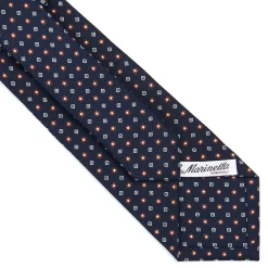CRAVATTA SARTORIALE CLASSICA IN SETA BLU SCURO Microfantasia fiore