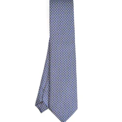 CRAVATTA SARTORIALE CLASSICA IN SETA BLU SCURO Microfantasia m geometrica