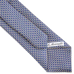 CRAVATTA SARTORIALE CLASSICA IN SETA BLU SCURO Microfantasia m geometrica