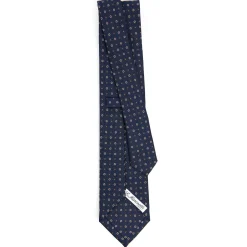 CRAVATTA SARTORIALE CLASSICA IN SETA BLU SCURO Microfantasia fiore