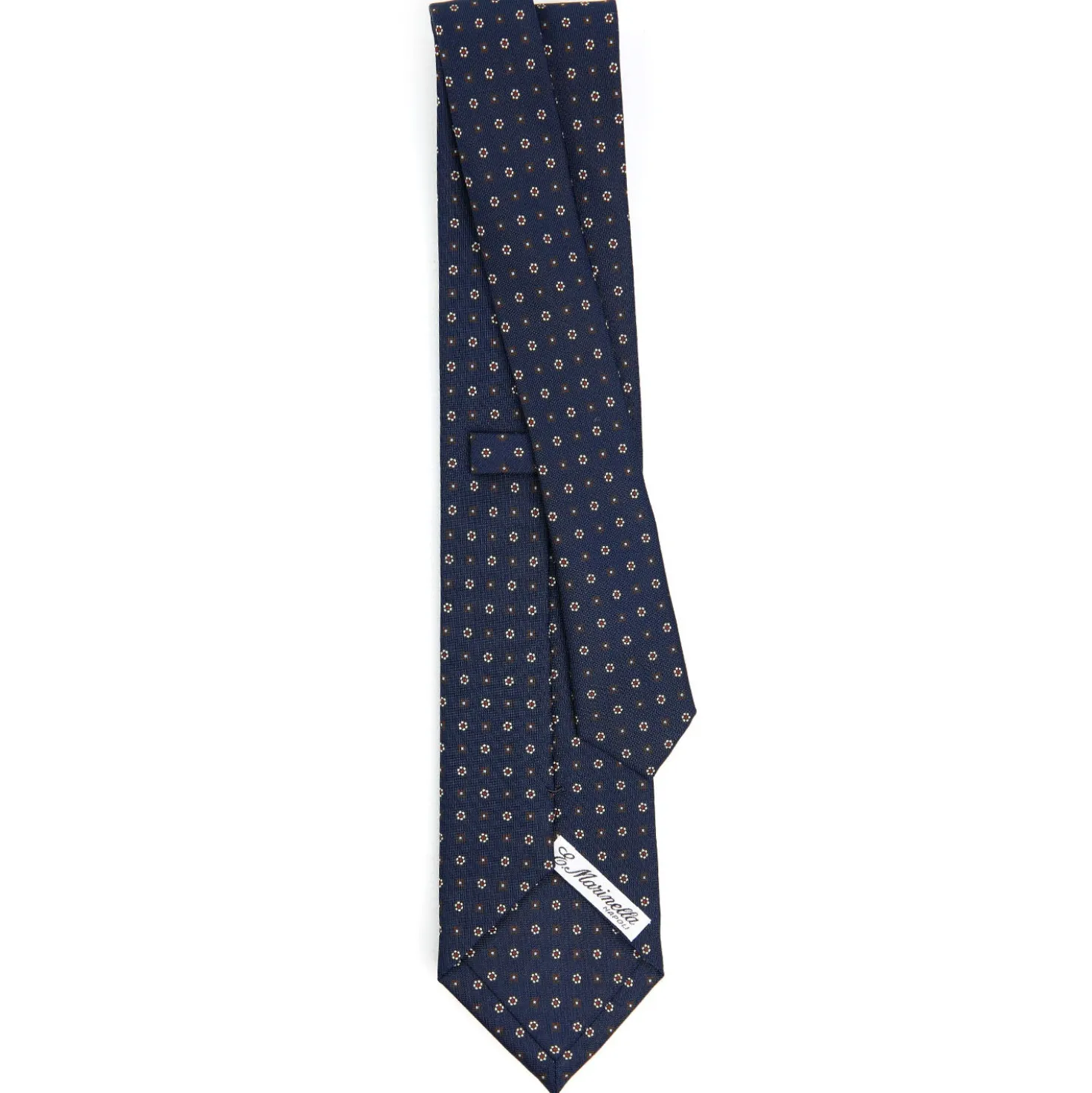 CRAVATTA SARTORIALE CLASSICA IN SETA BLU SCURO Microfantasia fiore
