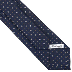 CRAVATTA SARTORIALE CLASSICA IN SETA BLU SCURO Microfantasia fiore