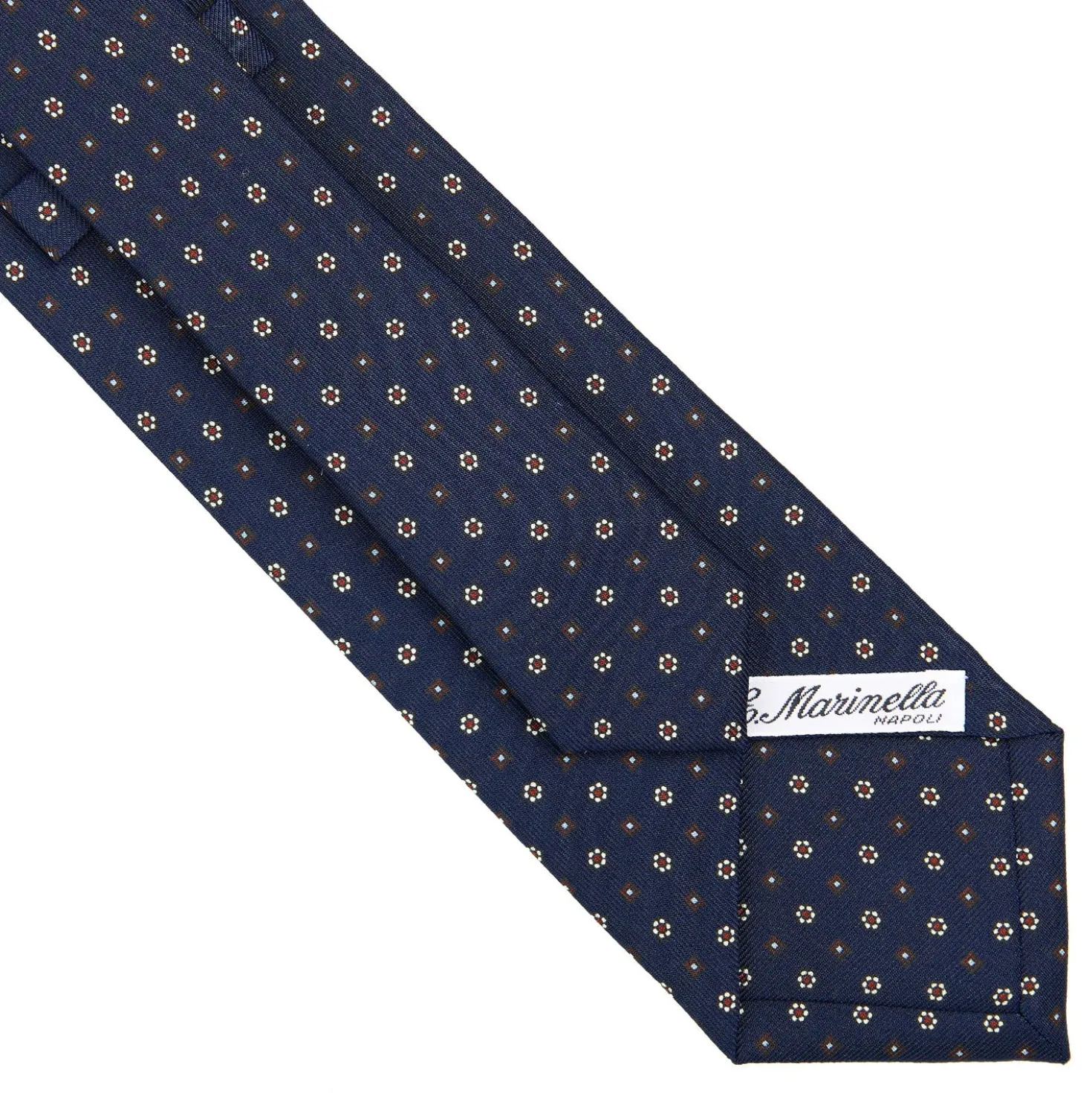 CRAVATTA SARTORIALE CLASSICA IN SETA BLU SCURO Microfantasia fiore