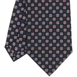 CRAVATTA SARTORIALE CLASSICA IN SETA BLU SCURO Microfantasia fiore