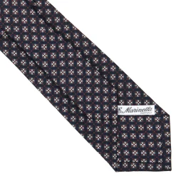 CRAVATTA SARTORIALE CLASSICA IN SETA BLU SCURO Microfantasia fiore