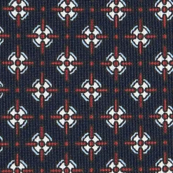 CRAVATTA SARTORIALE CLASSICA IN SETA BLU SCURO Microfantasia fiore