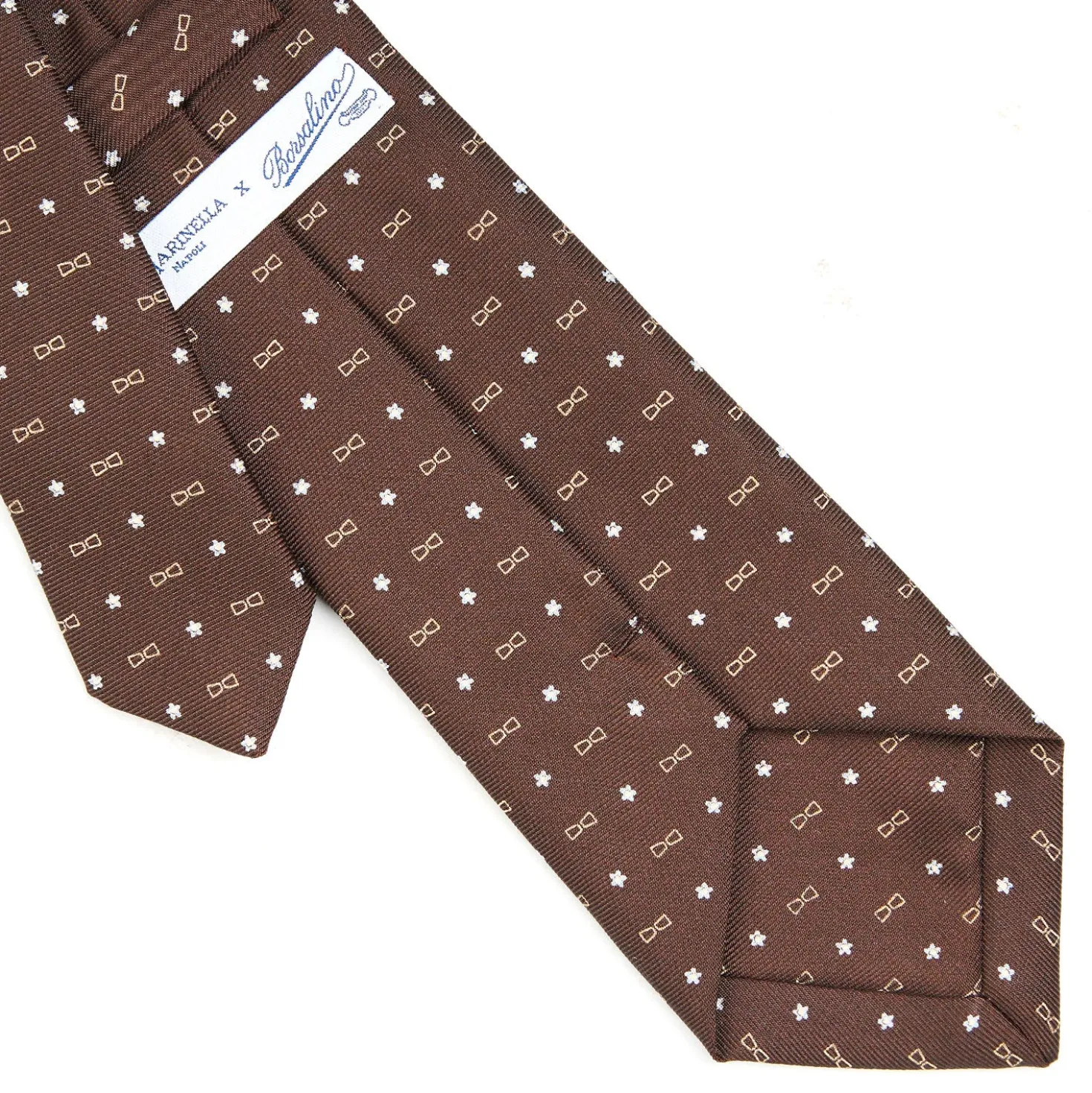 CRAVATTA SARTORIALE CLASSICA IN SETA MARRONE SCURO E.marinella x borsalino