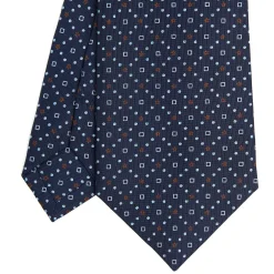 CRAVATTA SARTORIALE CLASSICA IN SETA BLU SCURO Microfantasia fiore