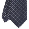 CRAVATTA SARTORIALE CLASSICA IN SETA BLU SCURO Microfantasia fiore