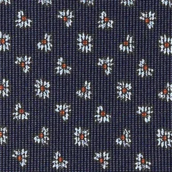 CRAVATTA SARTORIALE CLASSICA IN SETA BLU SCURO Microfantasia fiore