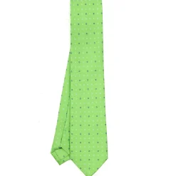 CRAVATTA SARTORIALE CLASSICA IN SETA VERDE CHIARO Microfantasia fiore