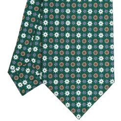 CRAVATTA SARTORIALE CLASSICA IN SETA VERDE SCURO Microfantasia fiore