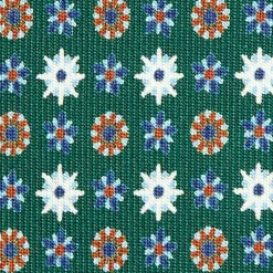 CRAVATTA SARTORIALE CLASSICA IN SETA VERDE SCURO Microfantasia fiore