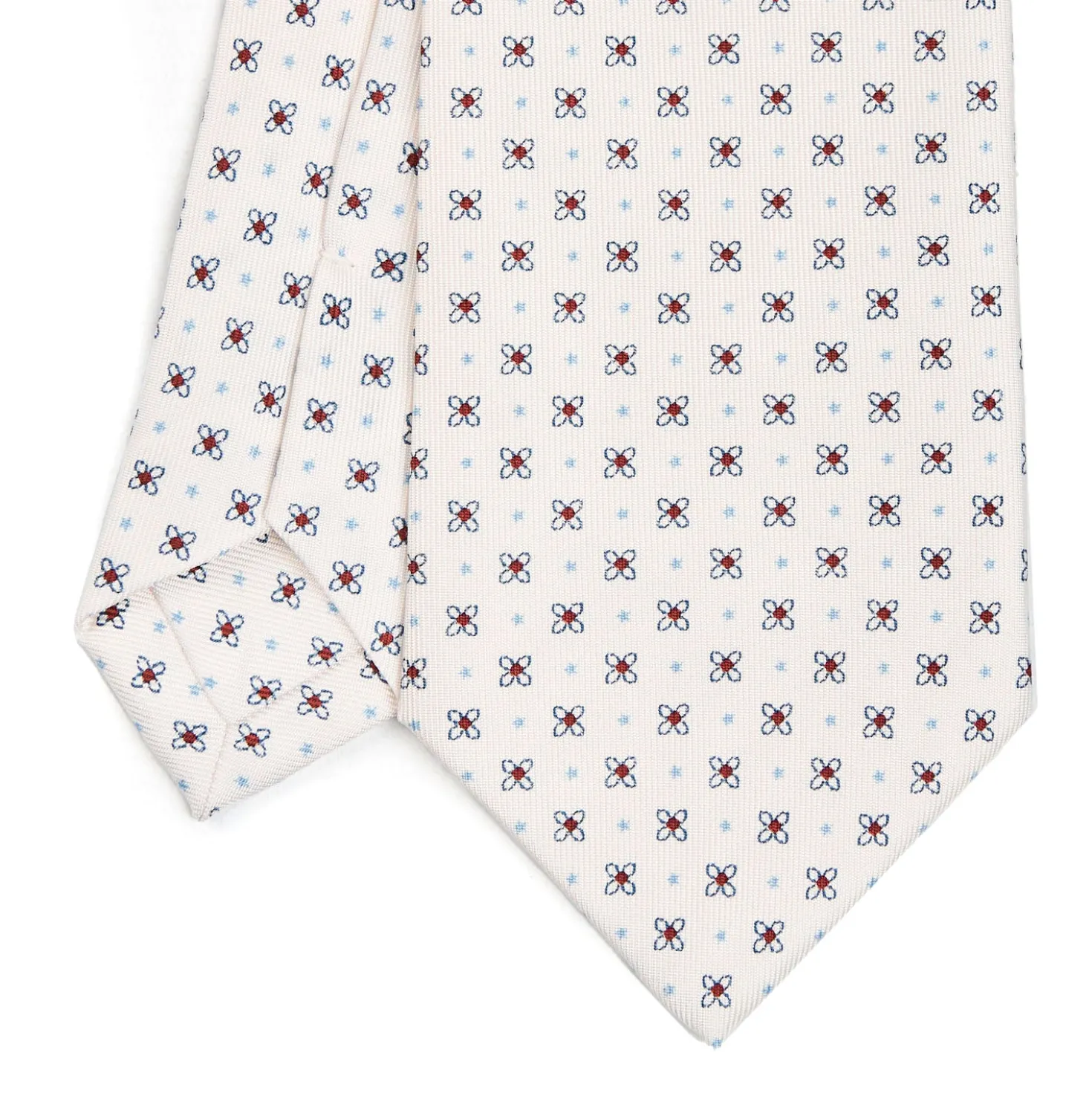 CRAVATTA SARTORIALE CLASSICA IN SETA BIANCA Microfantasia fiore