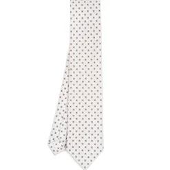 CRAVATTA SARTORIALE CLASSICA IN SETA BIANCA Microfantasia fiore