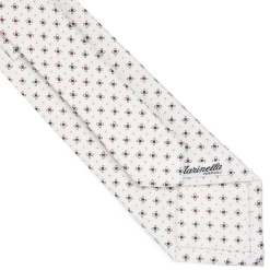 CRAVATTA SARTORIALE CLASSICA IN SETA BIANCA Microfantasia fiore