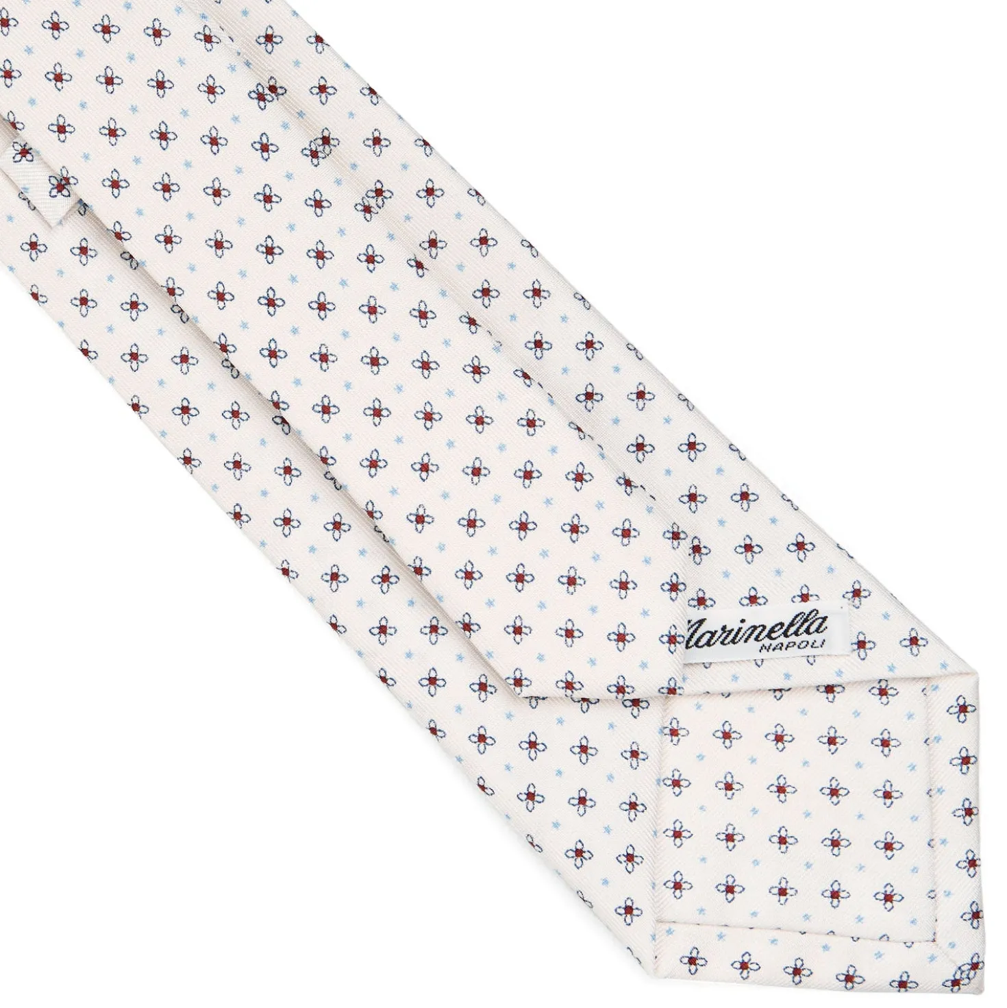 CRAVATTA SARTORIALE CLASSICA IN SETA BIANCA Microfantasia fiore