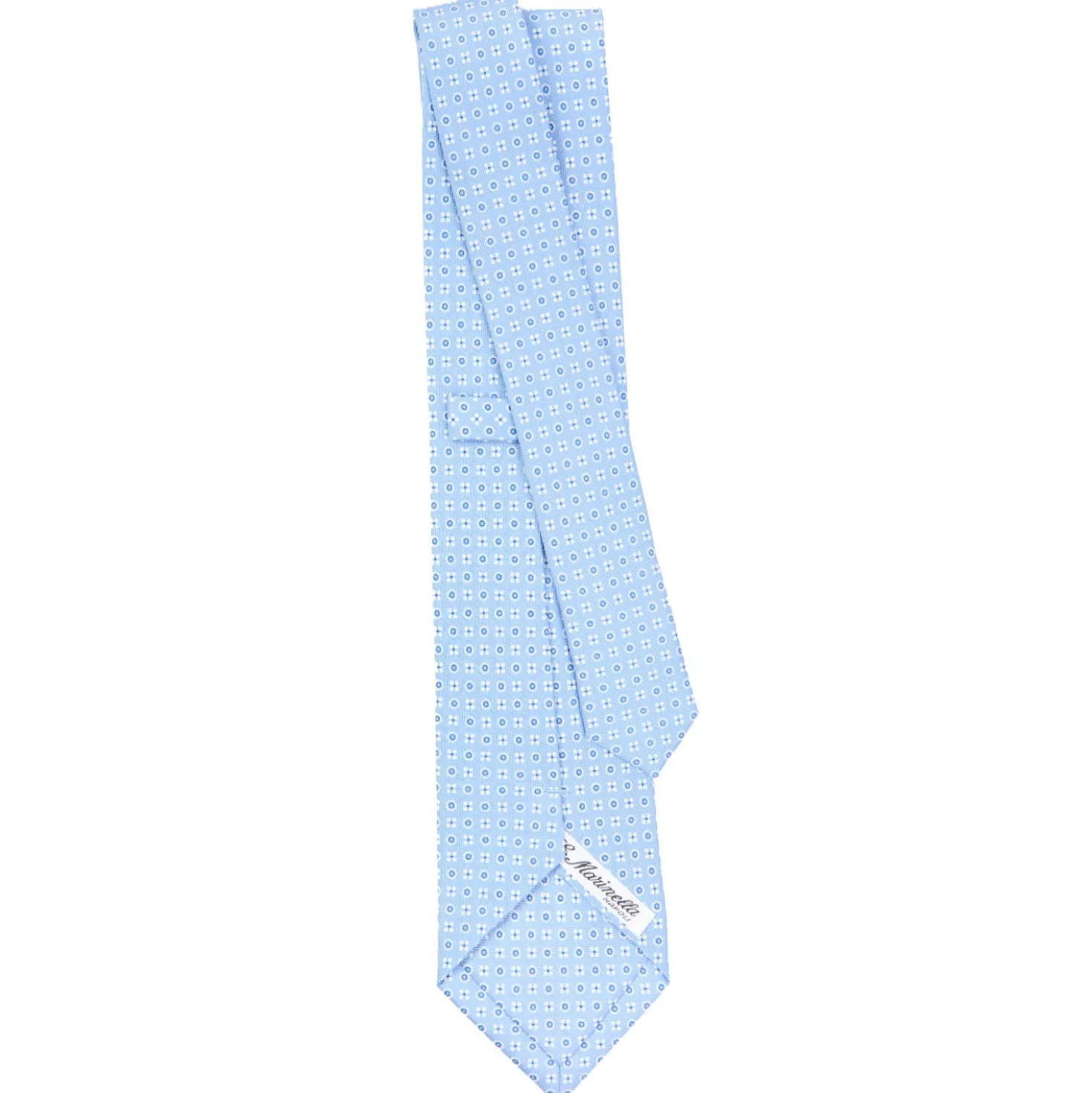 CRAVATTA SARTORIALE CLASSICA IN SETA AZZURRA Microfantasia fiore