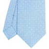CRAVATTA SARTORIALE CLASSICA IN SETA AZZURRA Microfantasia fiore
