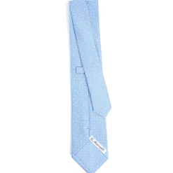 CRAVATTA SARTORIALE CLASSICA IN SETA AZZURRA Microfantasia fiore