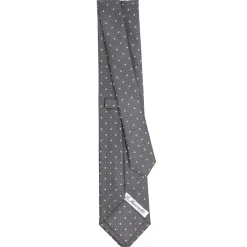 CRAVATTA SARTORIALE CLASSICA IN SETA GRIGIO SCURO Microfantasia fiore