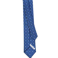 CRAVATTA SARTORIALE CLASSICA IN SETA BLU Microfantasia fiore
