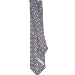 CRAVATTA SARTORIALE CLASSICA IN SETA GRIGIO SCURO Microfantasia fiore