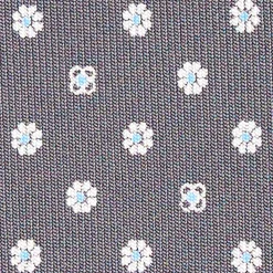 CRAVATTA SARTORIALE CLASSICA IN SETA GRIGIO SCURO Microfantasia fiore