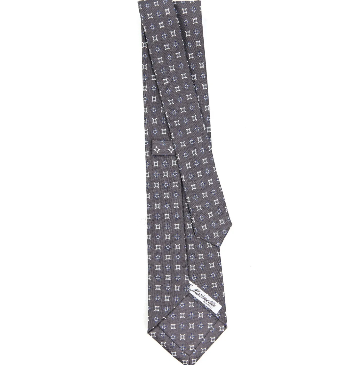 CRAVATTA SARTORIALE CLASSICA IN SETA GRIGIO SCURO Microfantasia fiore