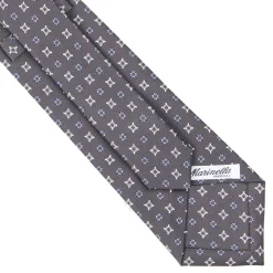 CRAVATTA SARTORIALE CLASSICA IN SETA GRIGIO SCURO Microfantasia fiore