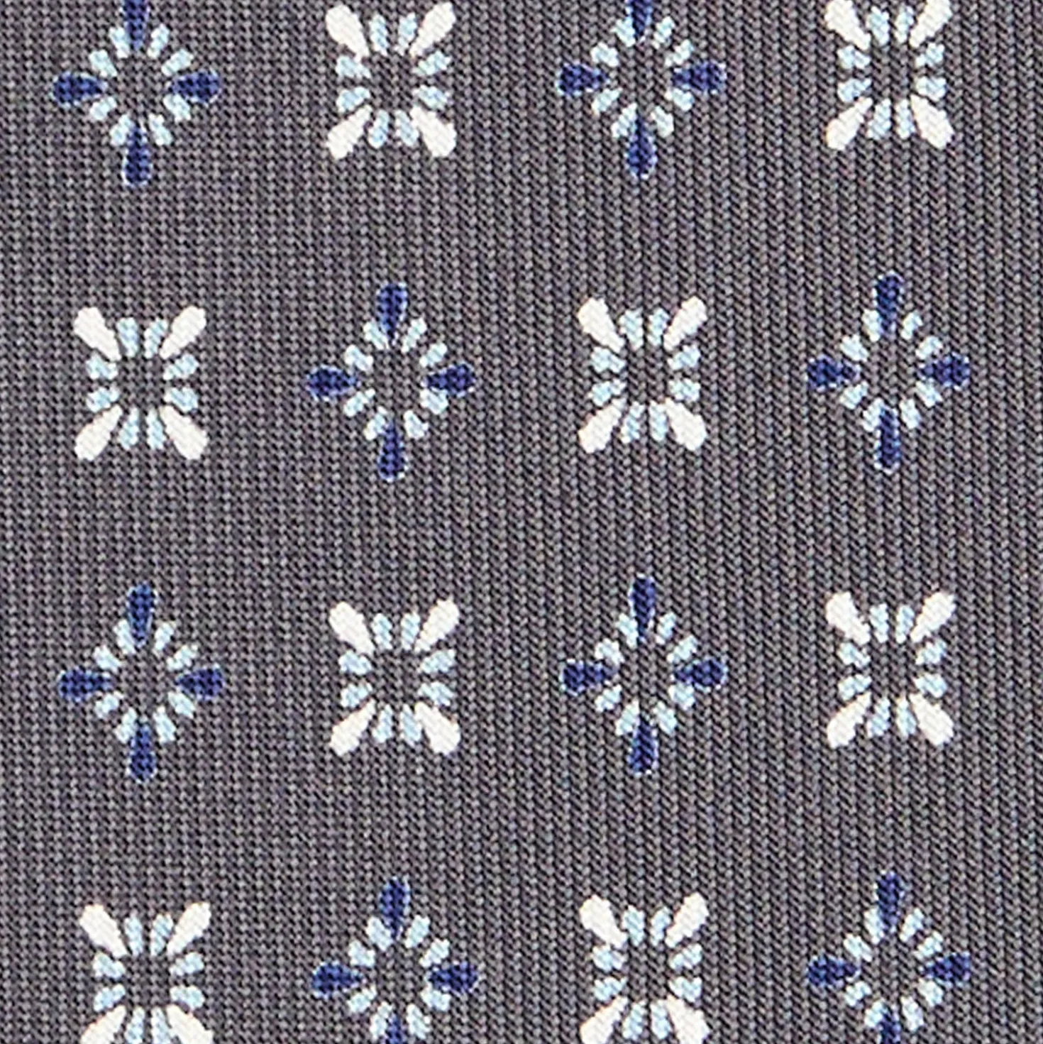CRAVATTA SARTORIALE CLASSICA IN SETA GRIGIO SCURO Microfantasia fiore