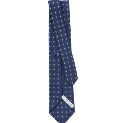 CRAVATTA SARTORIALE CLASSICA IN SETA BLU SCURO Microfantasia fiore