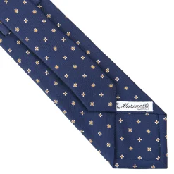 CRAVATTA SARTORIALE CLASSICA IN SETA BLU SCURO Microfantasia fiore