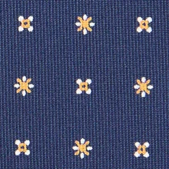 CRAVATTA SARTORIALE CLASSICA IN SETA BLU SCURO Microfantasia fiore