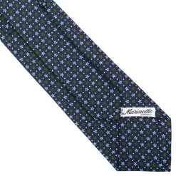 CRAVATTA SARTORIALE CLASSICA IN SETA BLU SCURO Microfantasia fiore