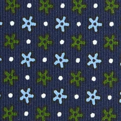 CRAVATTA SARTORIALE CLASSICA IN SETA BLU SCURO Microfantasia fiore