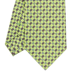CRAVATTA SARTORIALE CLASSICA IN SETA VERDE CHIARO Microfantasia fiore