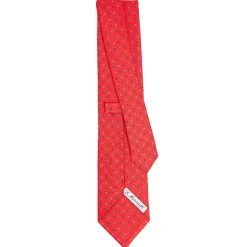 CRAVATTA SARTORIALE CLASSICA IN SETA ROSSO Microfantasia fiore