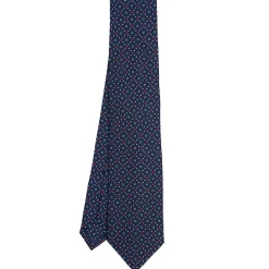 CRAVATTA SARTORIALE CLASSICA IN SETA BLU SCURO Microfantasia fiore