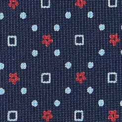 CRAVATTA SARTORIALE CLASSICA IN SETA BLU SCURO Microfantasia fiore