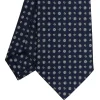 CRAVATTA SARTORIALE CLASSICA IN SETA BLU SCURO Microfantasia fiore