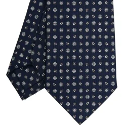 CRAVATTA SARTORIALE CLASSICA IN SETA BLU SCURO Microfantasia fiore